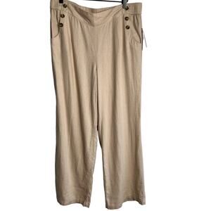 Land’ n Sea Washable Linen Beige Stretchy Women Pants Size Large Brand New Tags